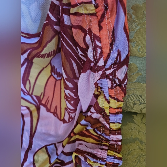 NWOT Free People Avenue mesh tank top pink/multicolor - Picture 5 of 12